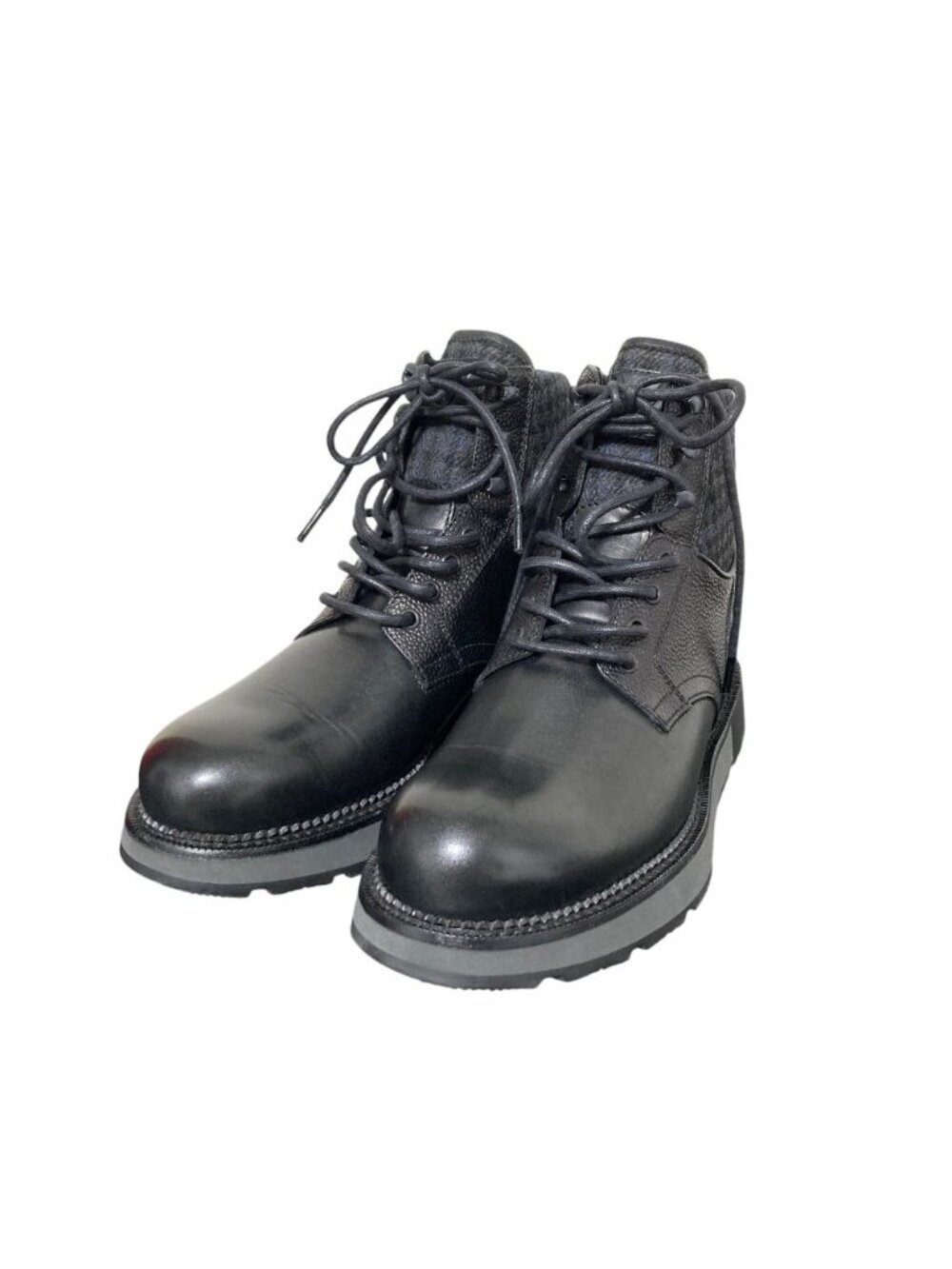 Louis Vuitton Ranger Line Tweed Contrast Middle Boots Black 6.5